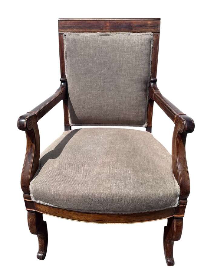 19th C French Charles X Rosewood Armchair