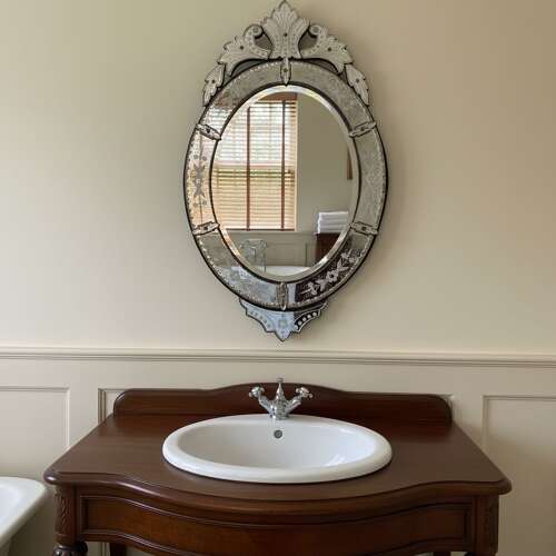 Oval cut glass Venetian mirror