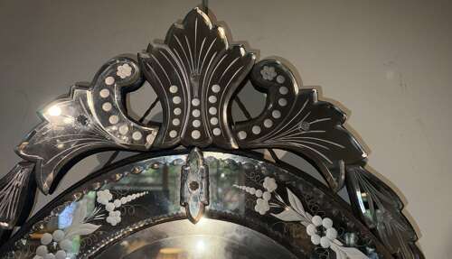 Oval cut glass Venetian mirror