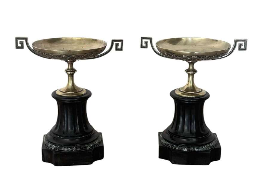 Pair of 18th C French Ormolu & Marble Tazza by Charles Cressent , Paris.