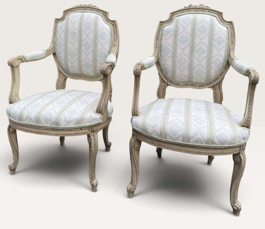 Pair of French painted armchairs